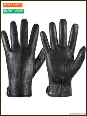 Genuine Leather Gloves Men Cashmere Lined Touchscreen Texting Driving